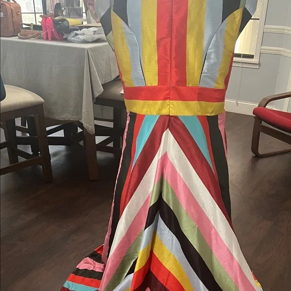 Multicolor Striped V-Neck Dress - Picture 6 of 15